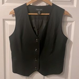 Rachel Zoe black linen-viscose fitted vest size M